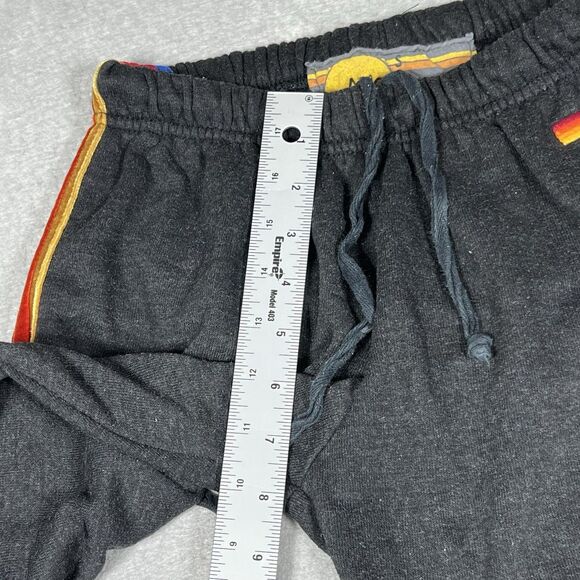 Aviator Nation Sweatpants Joggers 5 Stripe Rainbow Velvet Logo Women’s Small - Picture 7 of 13
